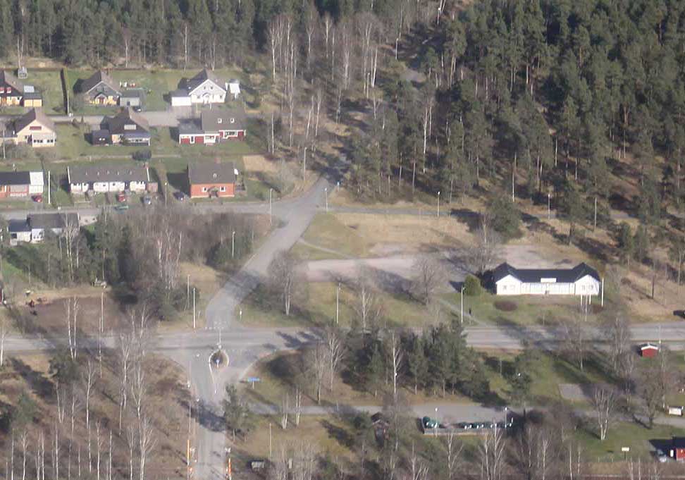 Klevshult med korsningen Landsvägen-Hagshultsvägen.
