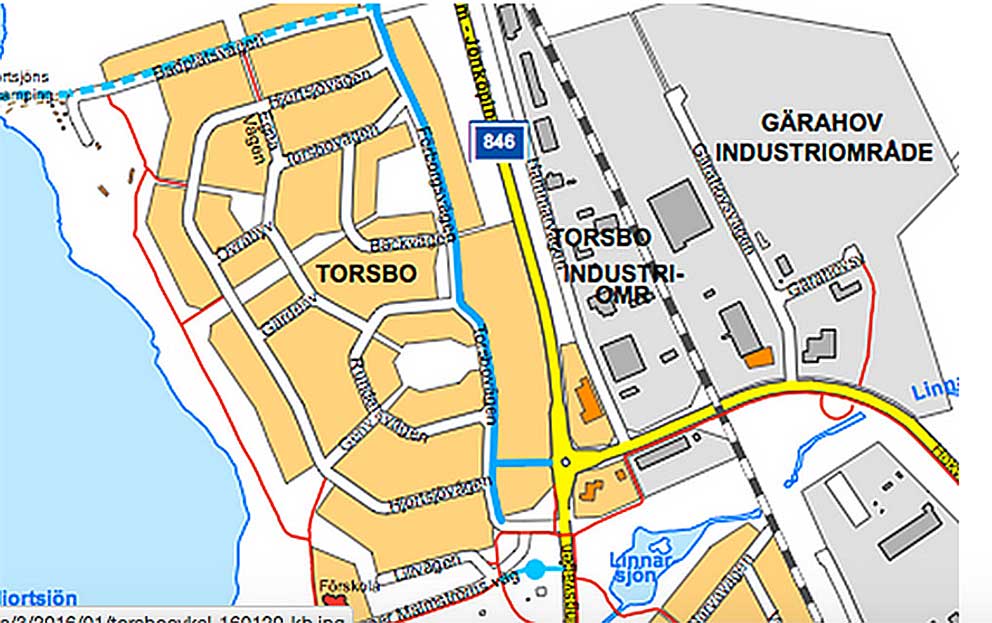 Den nya GC-vägen går i nordsydlig riktning parallellt med gamla E4.