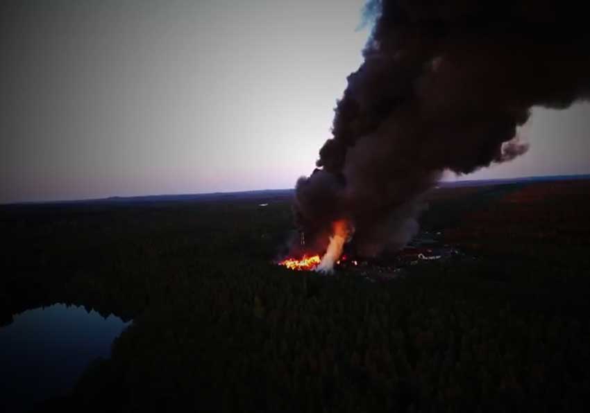 Branden i Vaggeryd 15 september 2016. Från en film av Andreas Ljung